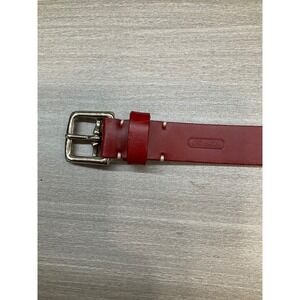 WOMENS COACH DARK RED LEATHER BELT SILVER BUCKLE MADE IN ITALY BRASS